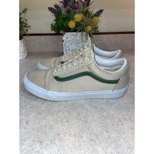 Vans Old Skool Beige & Green Canvas Sneakers Unisex Size 10.5 Mens/12 Womens